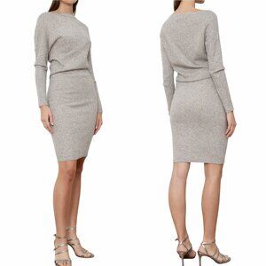 Deluc Daphne Knit Dress Greige Sequin Sweater Dress Size L NWT